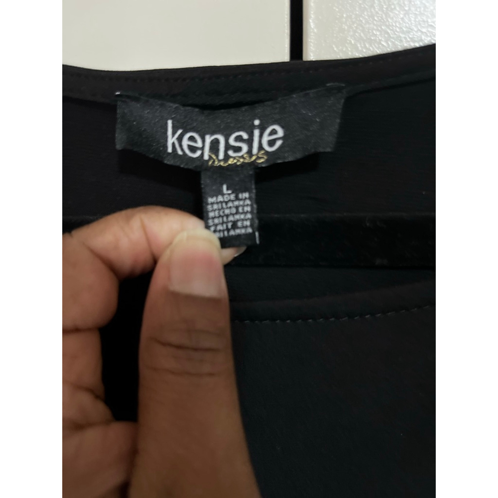 EUC Women's Kensie Black Short Sleeve Midi Dress with Tie Waist L - Picture 7 of 11